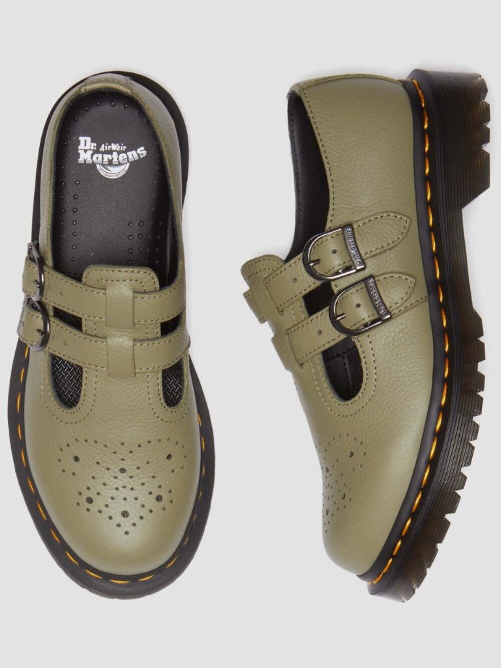 Dr. Martens Women's Olive 8065 Virginia Leather Mary Jane Shoes - US 8/UK 39 - Picture 12 of 14